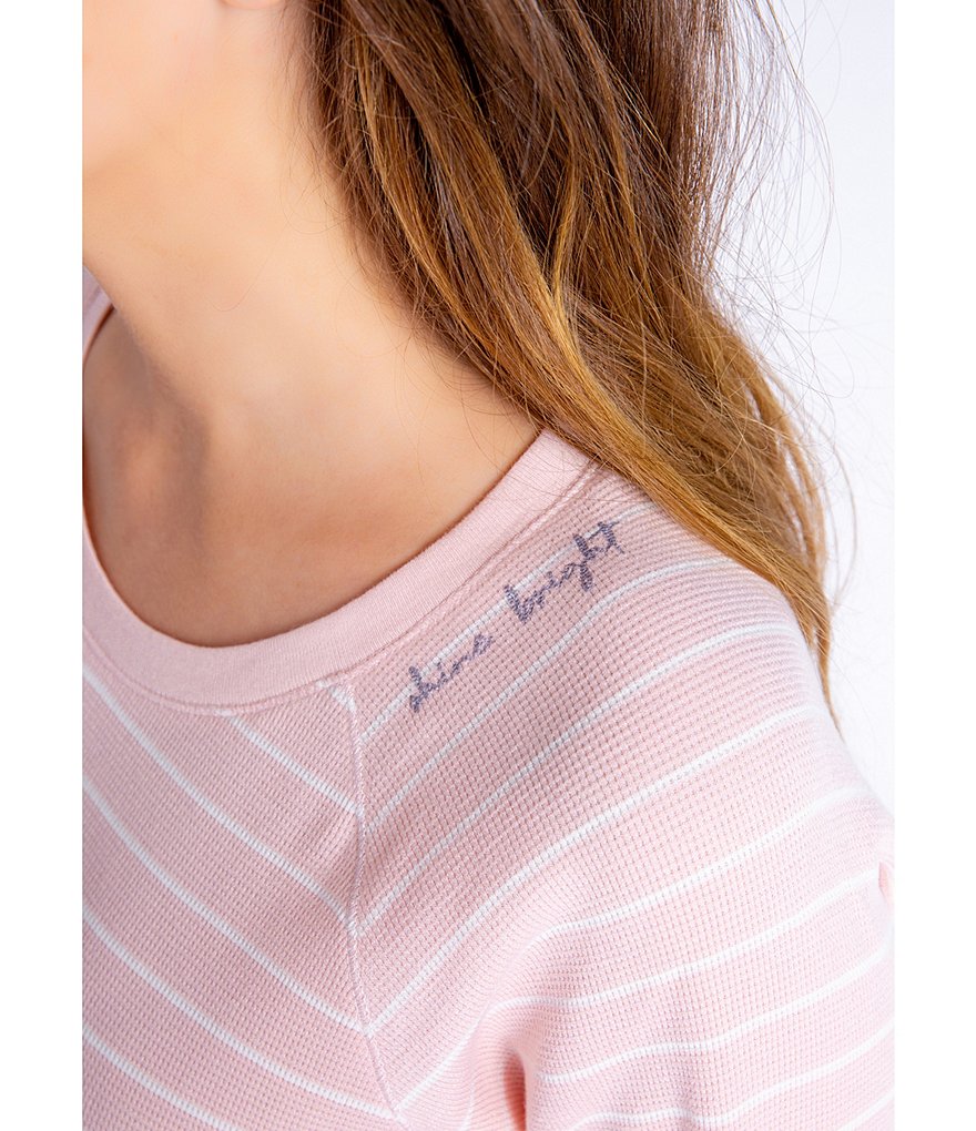 PJ Salvage Love More Striped Print Thermal Knit Coordinating Sleep Top