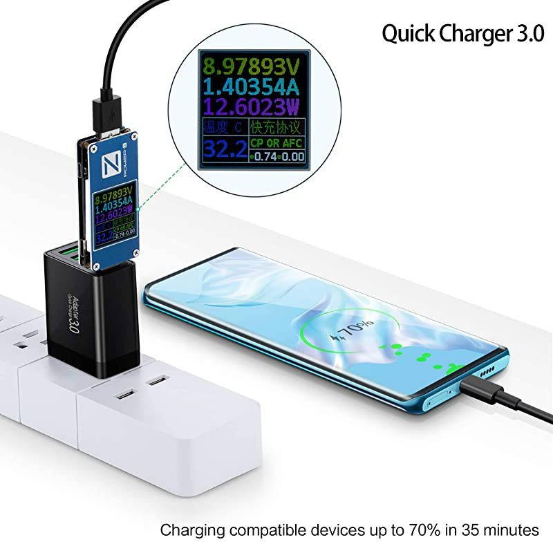 QC 30 Wall Charger 3Pack  4 Ports USB Wall Charger Adapter Fast USB Charging Block Compatible Wireless Charger Samsung Galaxy S9S8 Note 89 iPhoneiPad Tablet and MoreBlack