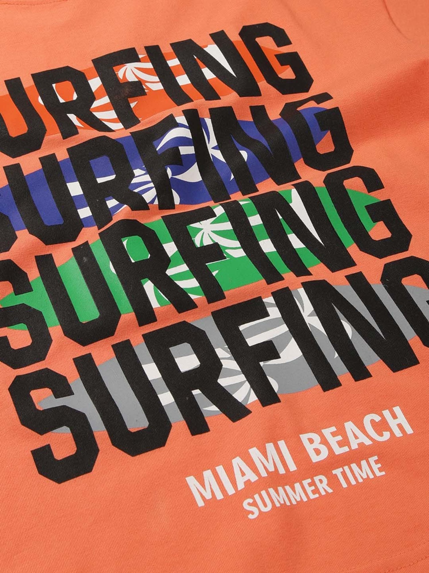 Plum Tree Kids Navy & Peach Cotton Printed T-Shirt (Pack of 2)