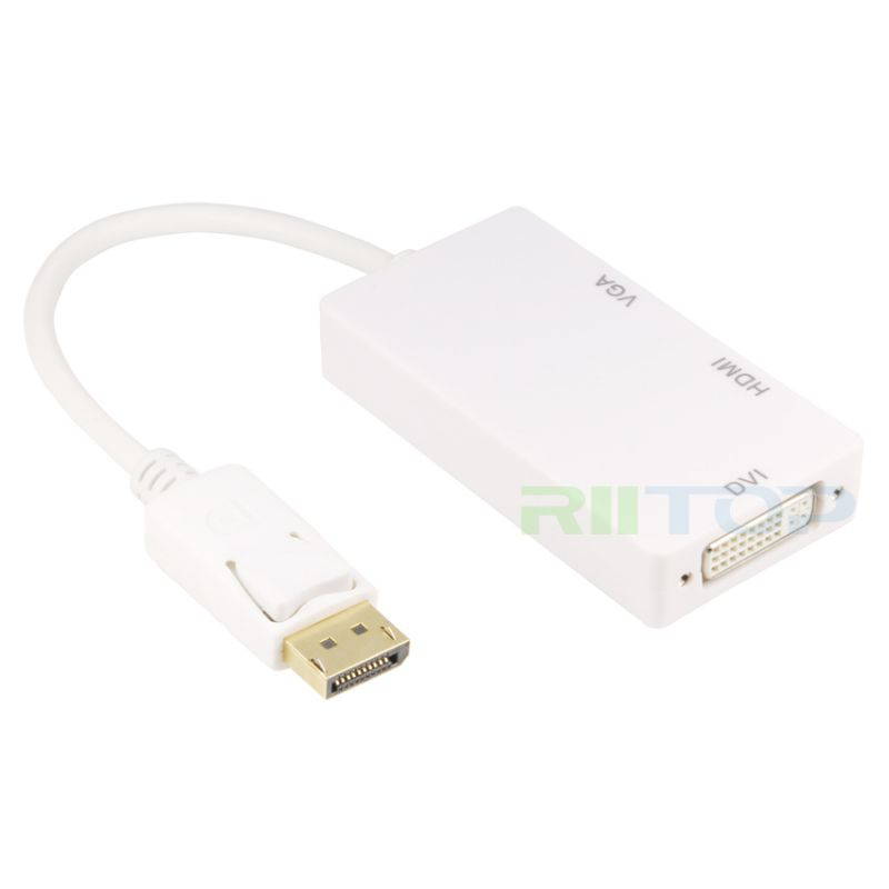 DP DisplayPort to HDMI VGA DVI Splitter Adapter Cable 3in1 Video Converter For Projector Monitor PC Laptop