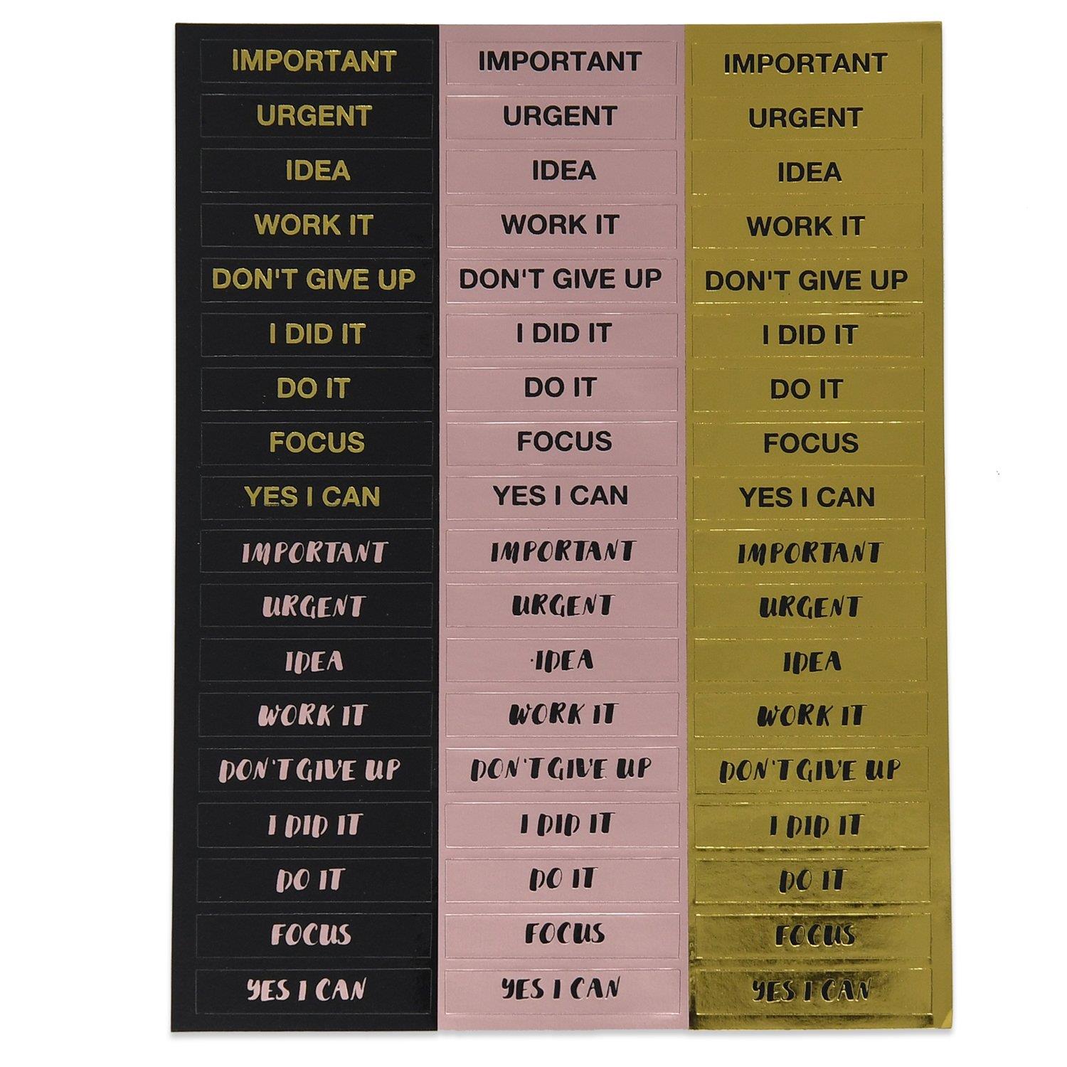 90X Goal Planner - Sticker Pack w/Motivational Words, Daily Activity Reminders, and Good Habit Creating Actions - 5 Pack (200+ Stickers)