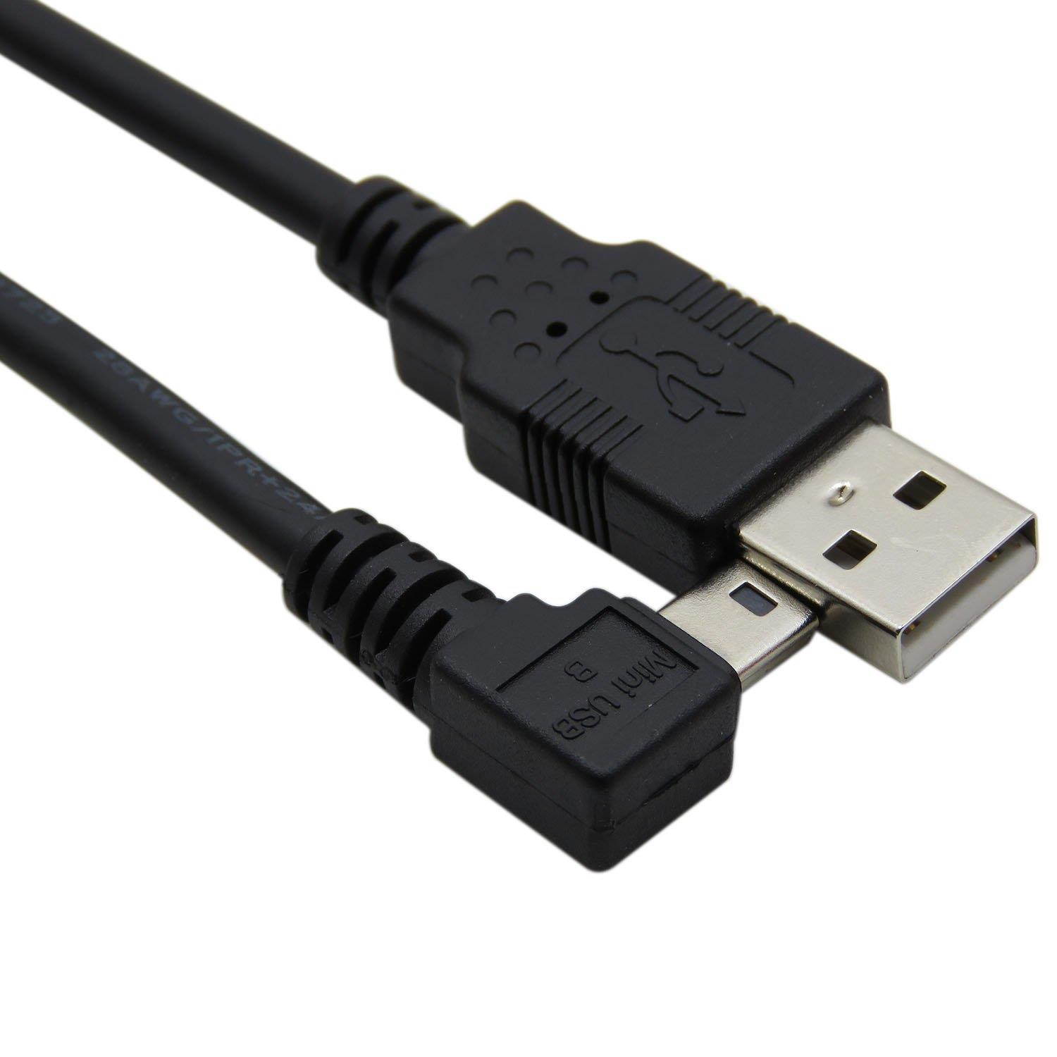 CableDeconn 6FT Mini USB B Type 5pin Male Left Angled 90 Degree to USB 2.0 Male Data Car GPS Devices Cable