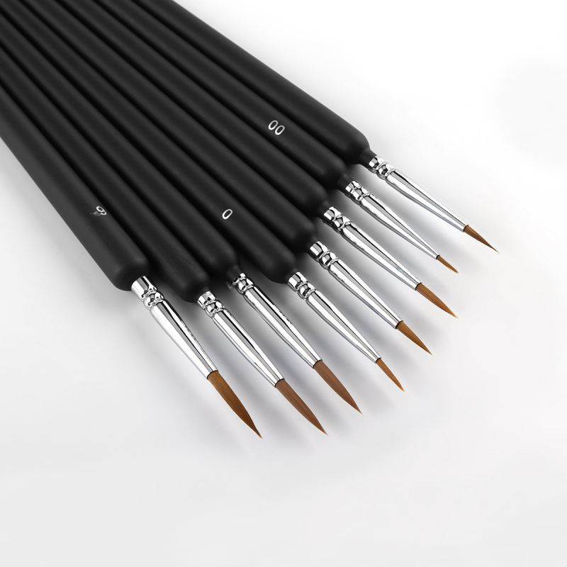 9 Pcs Miniature Paint Brush Set Professional Weasel Hair Fine Detail Art Nail Model