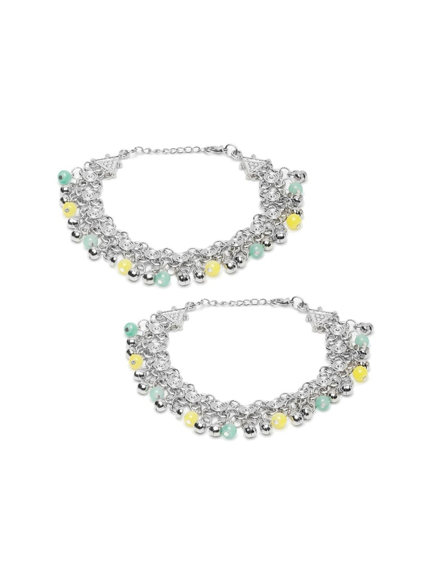 YouBella Gold-Plated Copper Strand Stylish Party Wear Anklets for Women - Set of 2