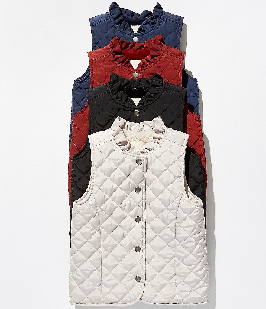 Copper Key Little Girls 2T-6X Ruffle Collar Quilted Vest