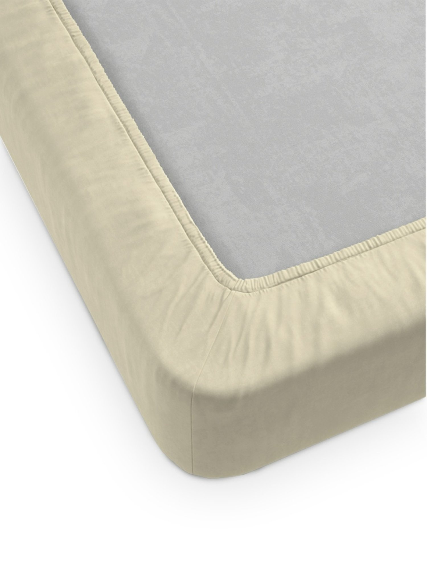 DDecor Solid Beige 180 TC Cotton King Fitted Bed Sheet With 2 Pillow Covers