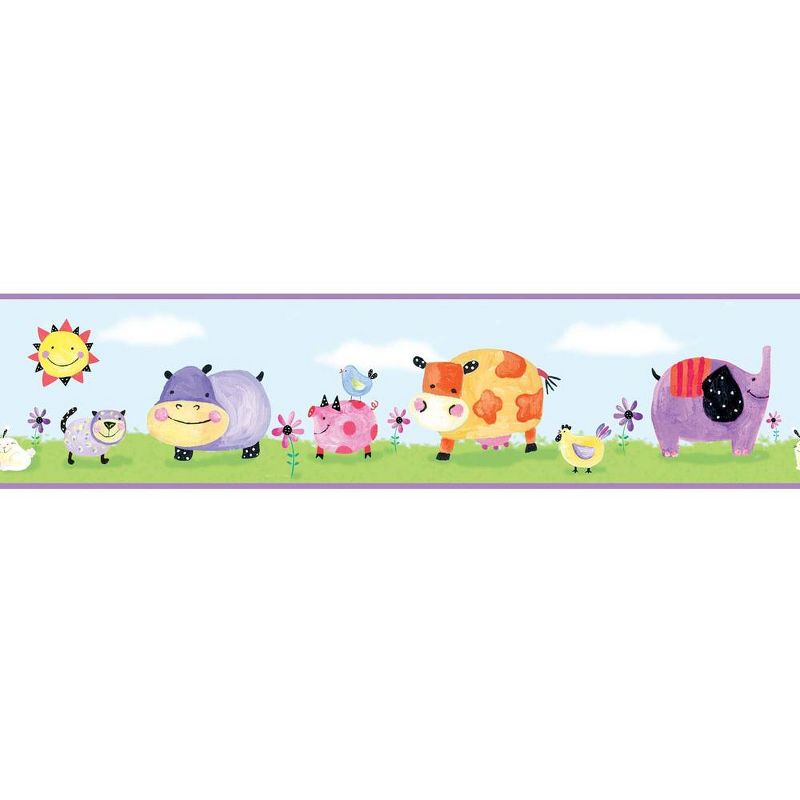 Polka Dot Piggy Animals Set of 4 Self-Stick Wall Borders - Roommates..