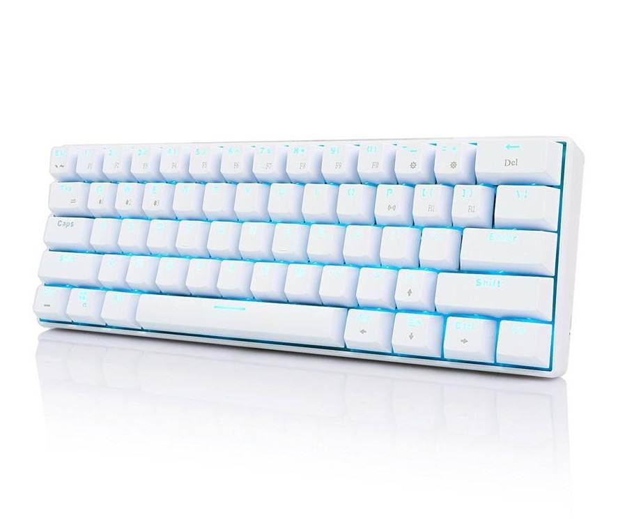 Royal Kludge RK61 Mechanical Bluetooth 3.0 Wired/Wireless 61 Keys Multi-Device LED Backlit Gaming/Office Keyboard for iOS, Android, Windows and Mac with Rechargeable Battery, Blue Switch - Black