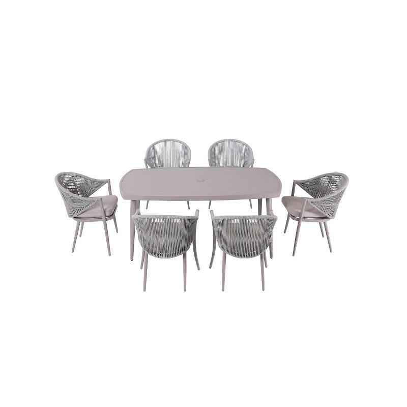 7pc Outdoor Aluminum Rope Dining Set Brown - Nuu Garden