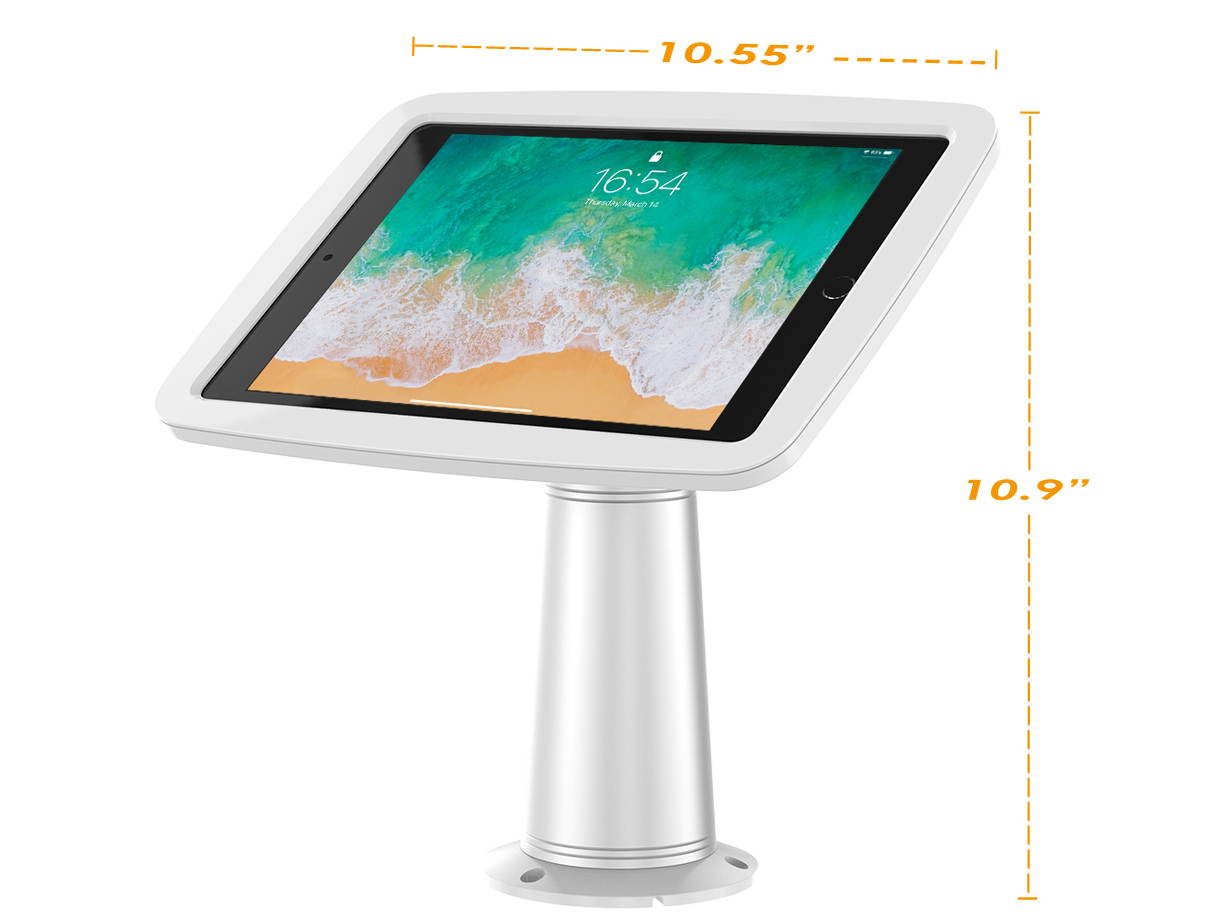 Beelta Retail Tablet Stand for 10.2 inch iPad 7th/8th Generation, Desk Mount iPad Stand, Business Locking POS iPad Stand Holder, 360 Swivel, for Office Reception, Aluminium Stand + Plastic Enclosure