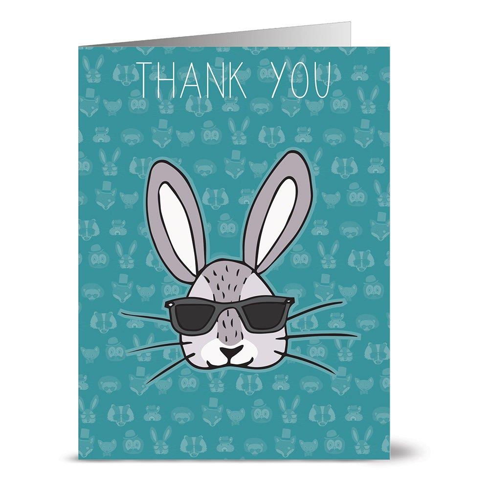 72 Note Cards - Funky Forest Friends - 6 Designs - Blank Cards - Gray Envelopes Included