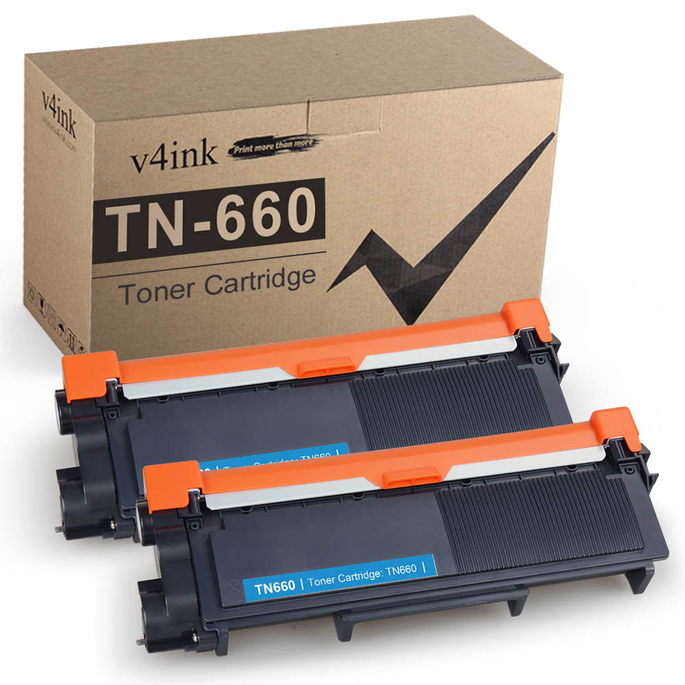 V4INK Compatible Toner Cartridge Replacement for Brother TN630 TN660 (Black, 2-Pack), for use in Brother HL-L2340DW HL-L2300D HL-L2360DW HL-L2380DW DCP-L2540DW HL-L2320D MFC-L2720DW MFC-L2740DW