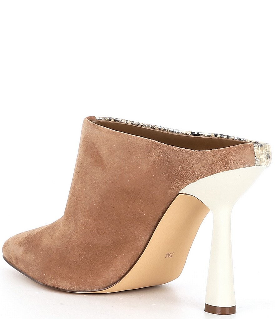 Gibson & Latimer Lark Snake Print & Suede Stiletto Dress Mules