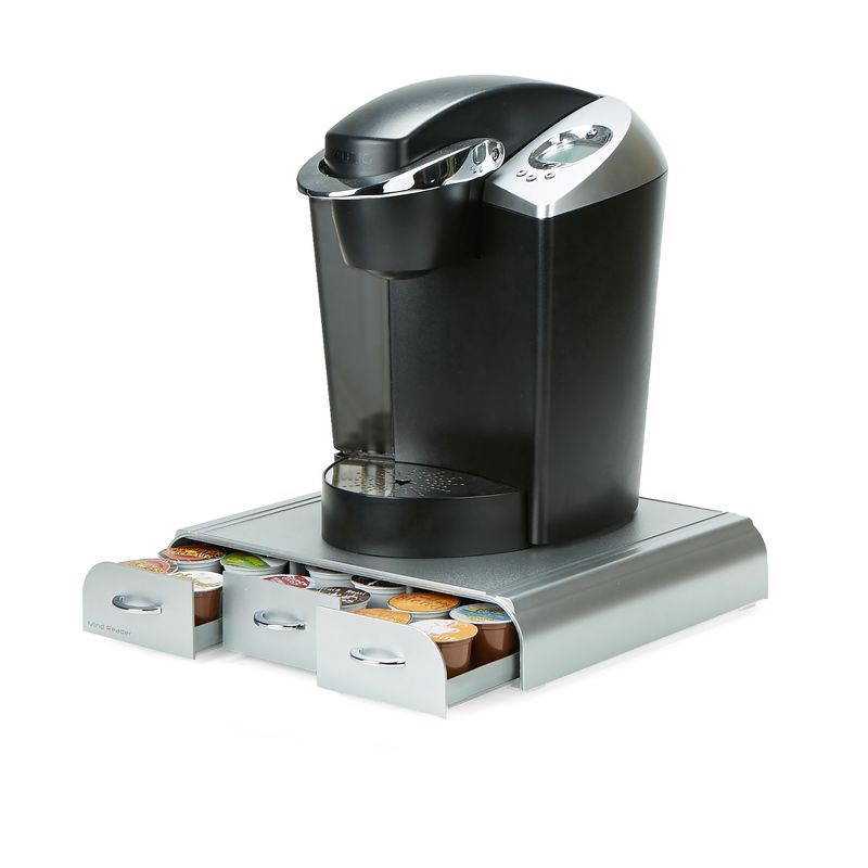 Mind Reader Single Serve Coffee Pod Holder Drawer, 36 Capacity K-Cup, Silver