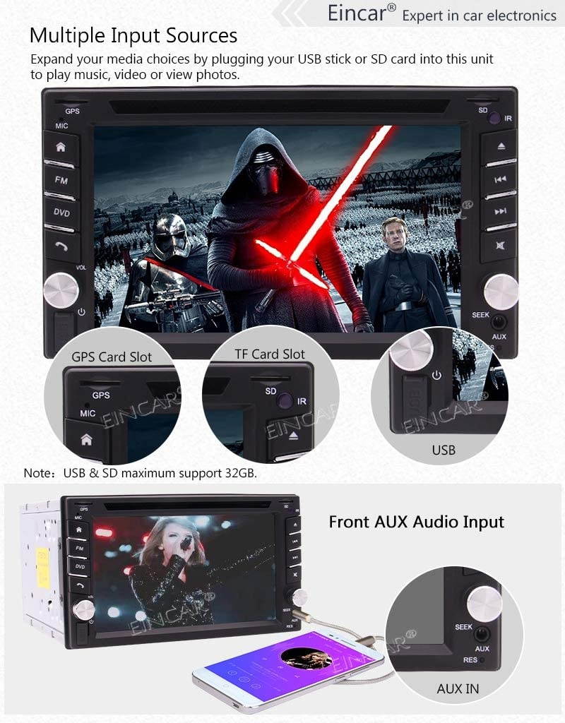 Double Din Car Stereo GPS Car Radio With Bluetooth DVD Player 2D/3D Map 6.2" Capacitive Screen Support Steering Wheel Control WiFi FM/AM/RDS Autoradio MP3 AUX IN SD USB in Dash Player