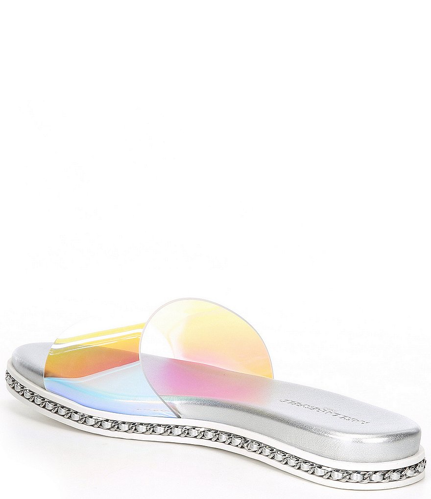 KARL LAGERFELD PARIS Billi Iridescent Clear Pool Slides