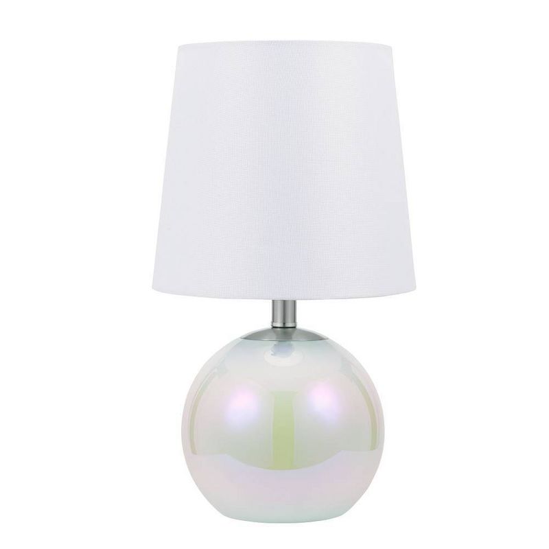 16" Iridescent Glass Table Lamp With Nightlight White (Includes LED Light Bulb) - Cresswell Lighting