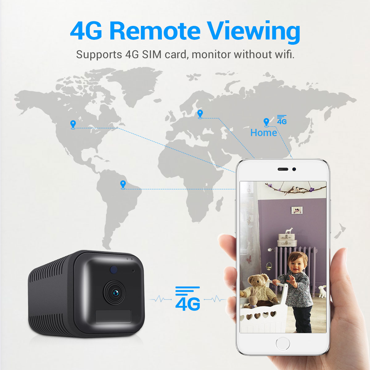 ESCAM G20 1080P Full HD Rechargeable Battery  PIR Alarm 4G Sim Camera With Two Way Audio