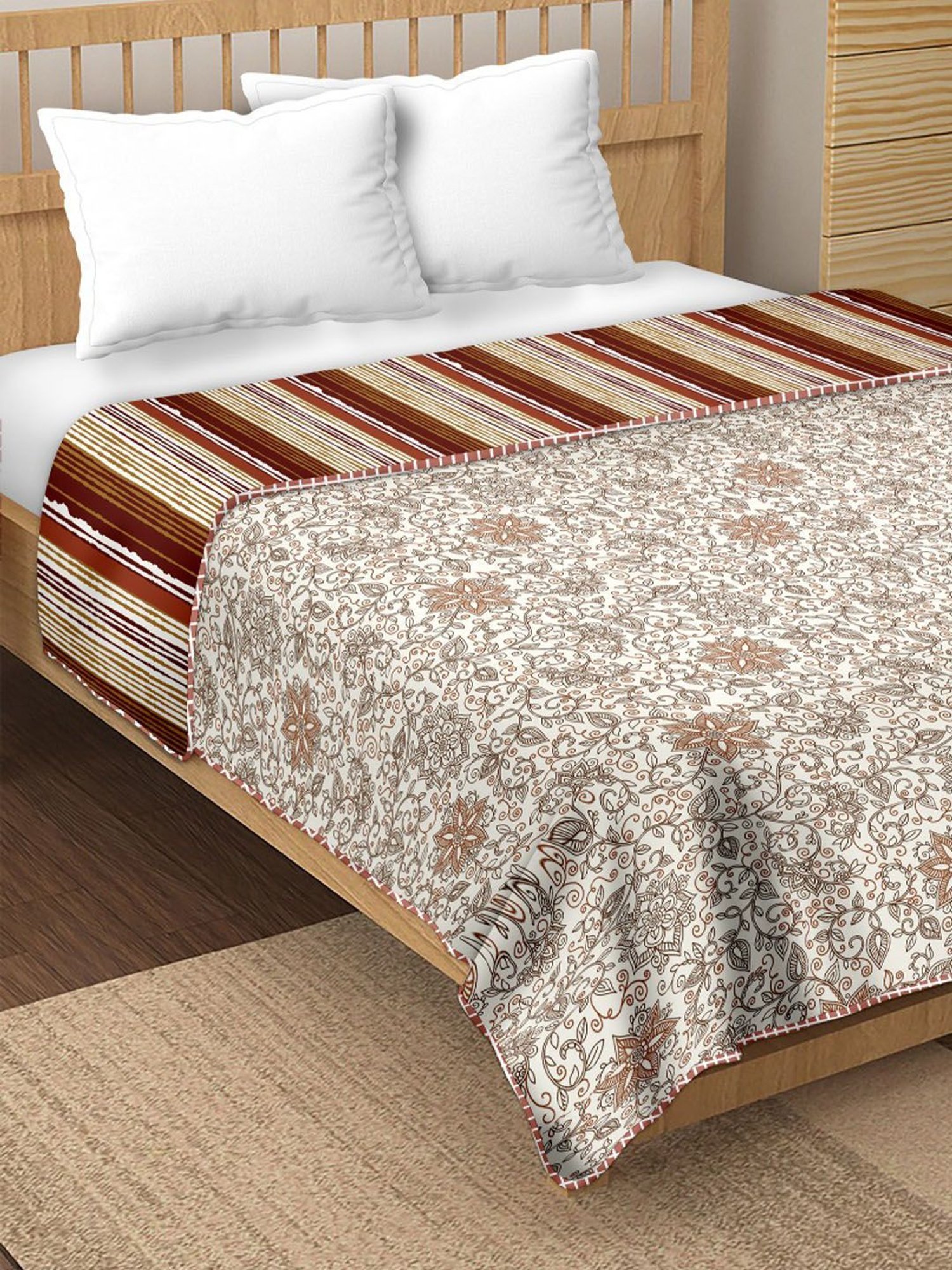 BELLA CASA Finland Printed Multicolor 180 TC Cotton King Reversible AC Dohar