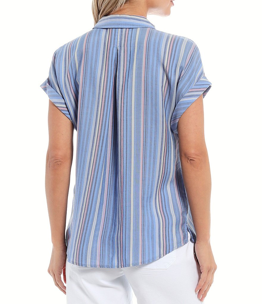 Westbound Stripe Button Up Short Sleeve Camp Shirt
