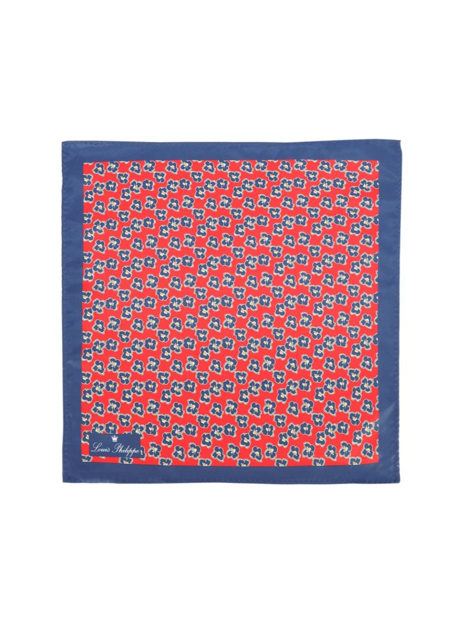 Louis Philippe Red & Blue Printed Pocket Square