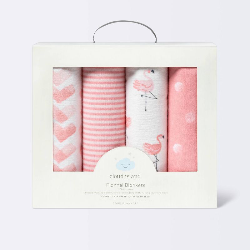 Flannel Baby Blankets Flamingos - Cloud Island™ Pink 4pk