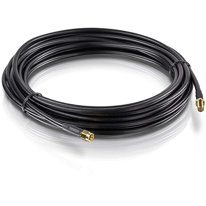 Low Loss RP-SMA Male to RP-SMA Female Antenna Cable, 6 m (19.6 ft.), 3.0 dB Max Signal Loss, TEW-L106 black