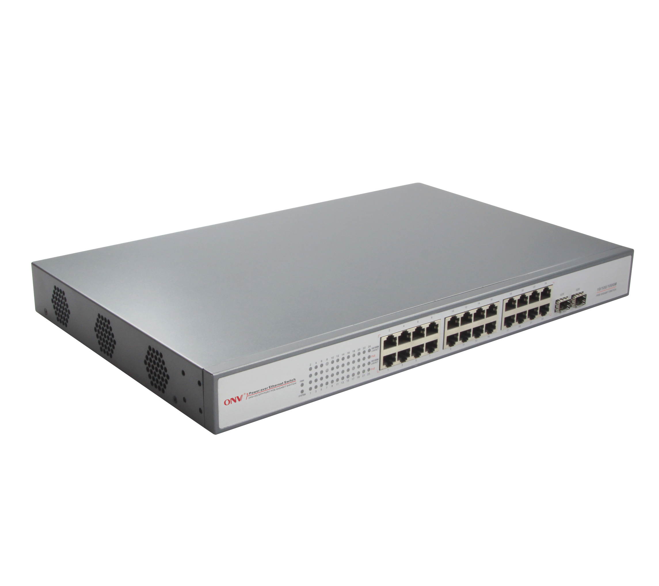ONV-POE33024PF-at 24x 10/100/1000 Mbps ports + 2x SFP gigabit optical uplink ports supports IEEE802.3at power POE Switch