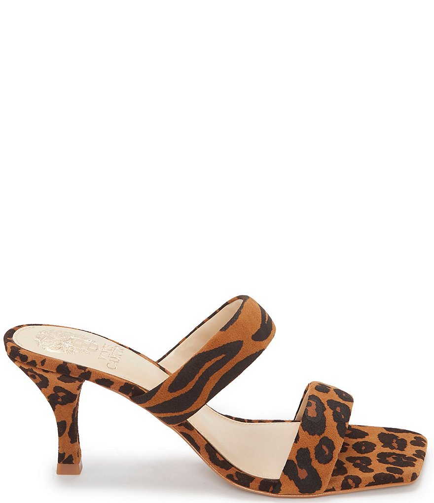 Vince Camuto Aslee Animal Print Leather Square Toe Dress Mules