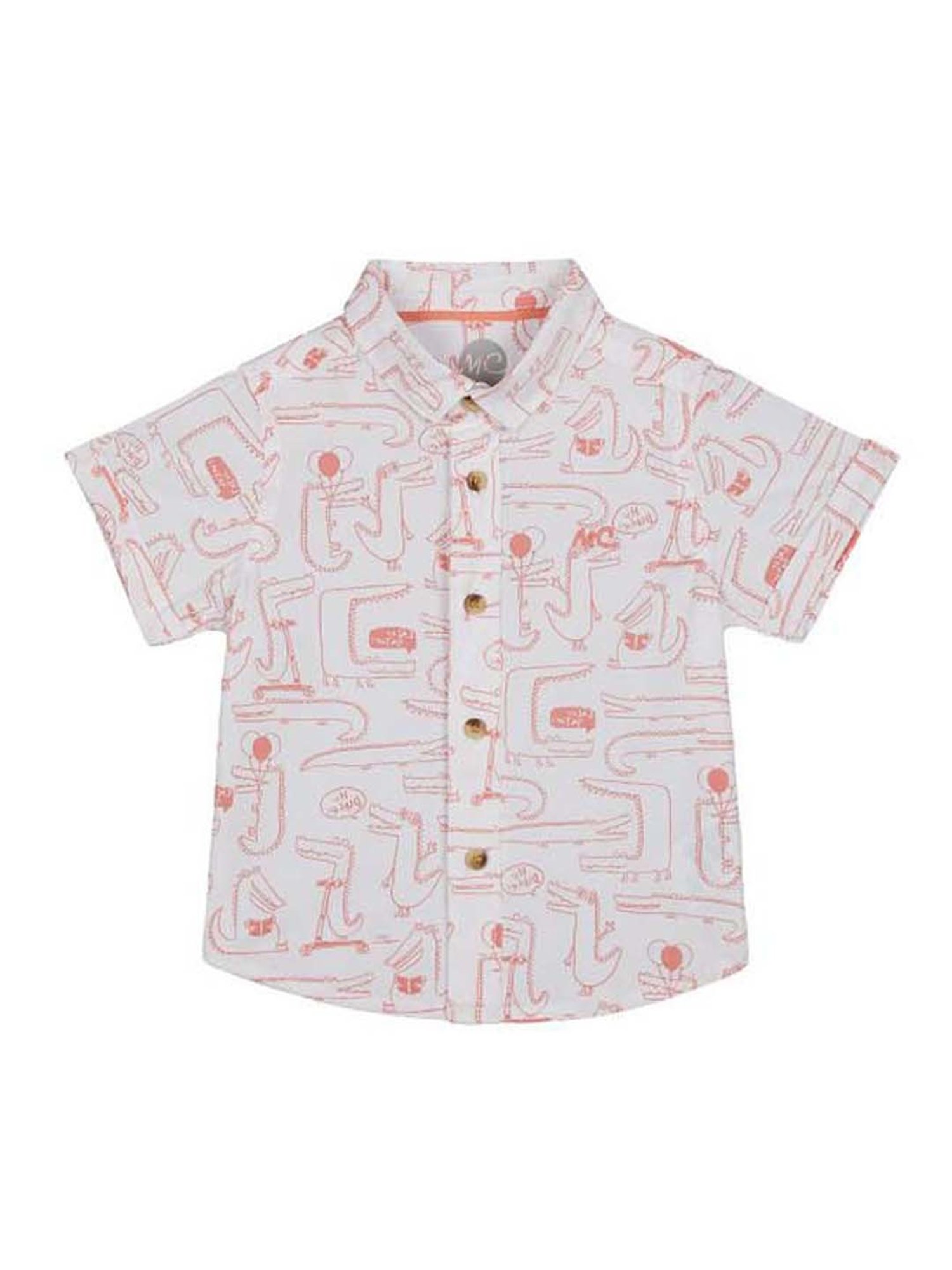 Mothercare Kids White & Orange Printed Shirt