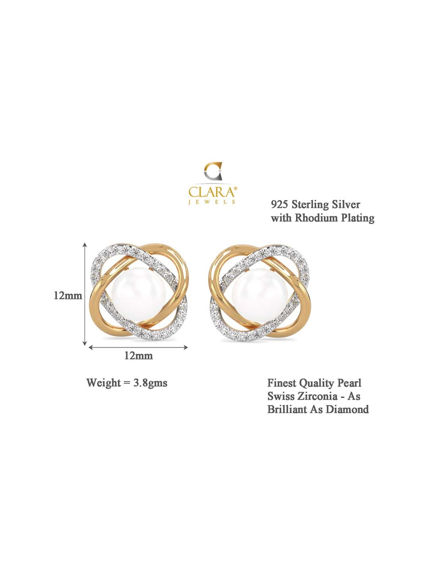 Clara 92.5 Sterling Silver Gold-Plated Swiss Zirconia Knot Earrings