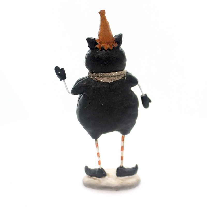 Halloween 6.75" Skeleton Cat With Orange Hat Figurine Black  -  Decorative Figurines