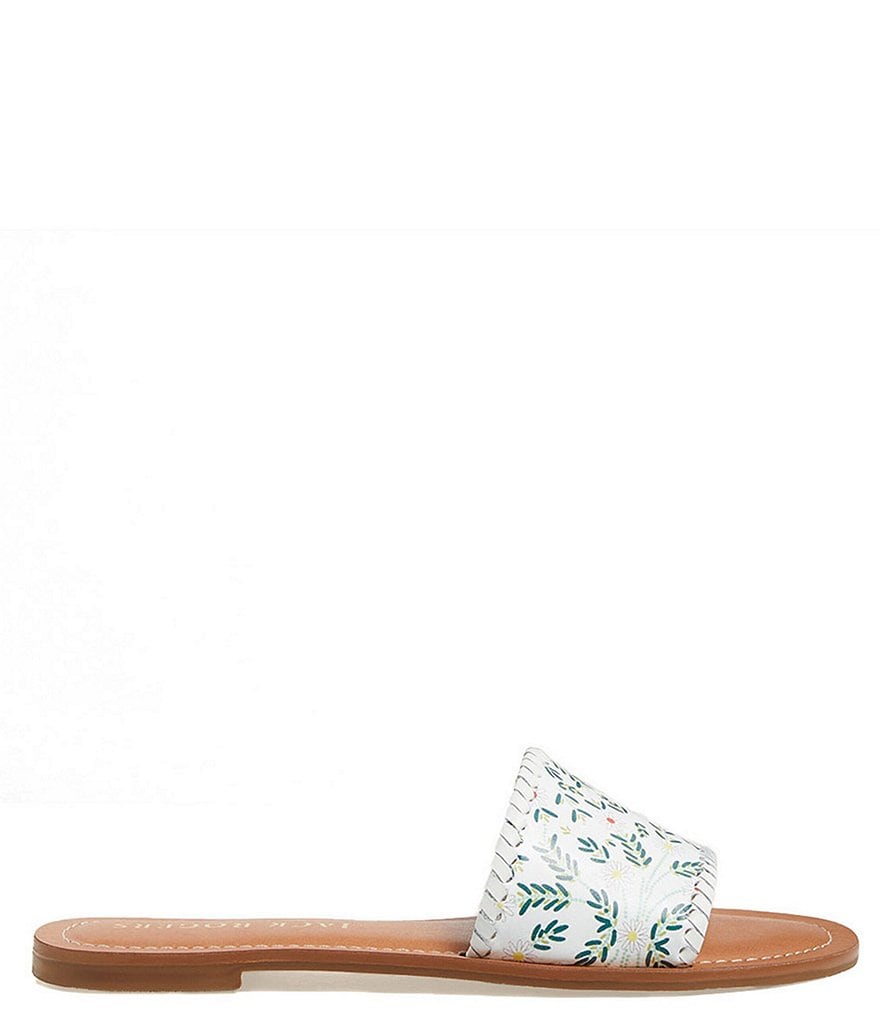 Jack Rogers Sofia Daisy Print Leather Slides