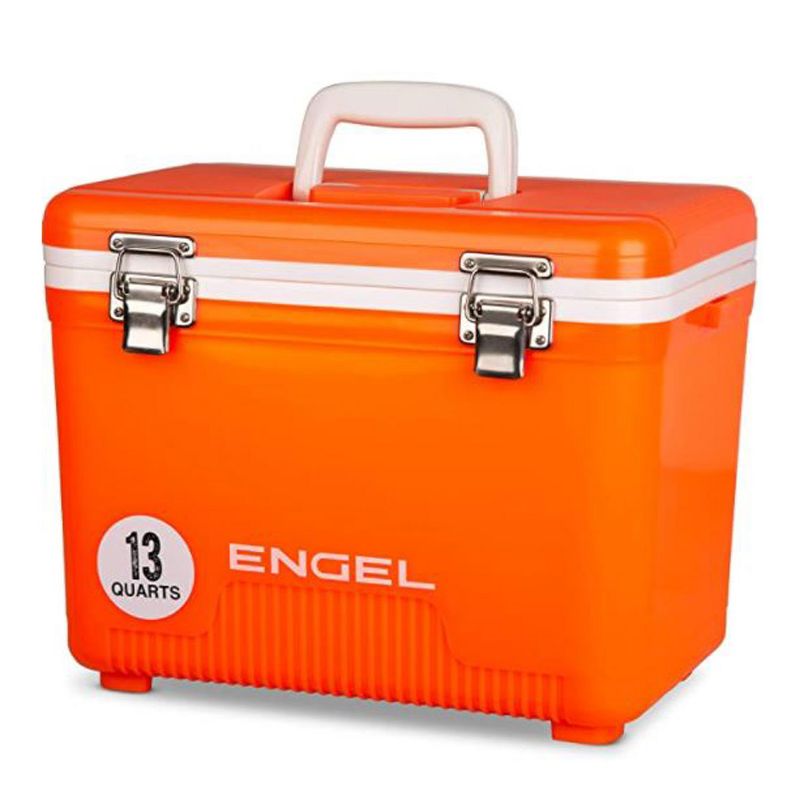 Engel UC13SF 13 Quart 18 Can Leak Proof Odor Resistant Insulated Cooler Dry box with Integrated Shoulder Strap, Orange High Viz