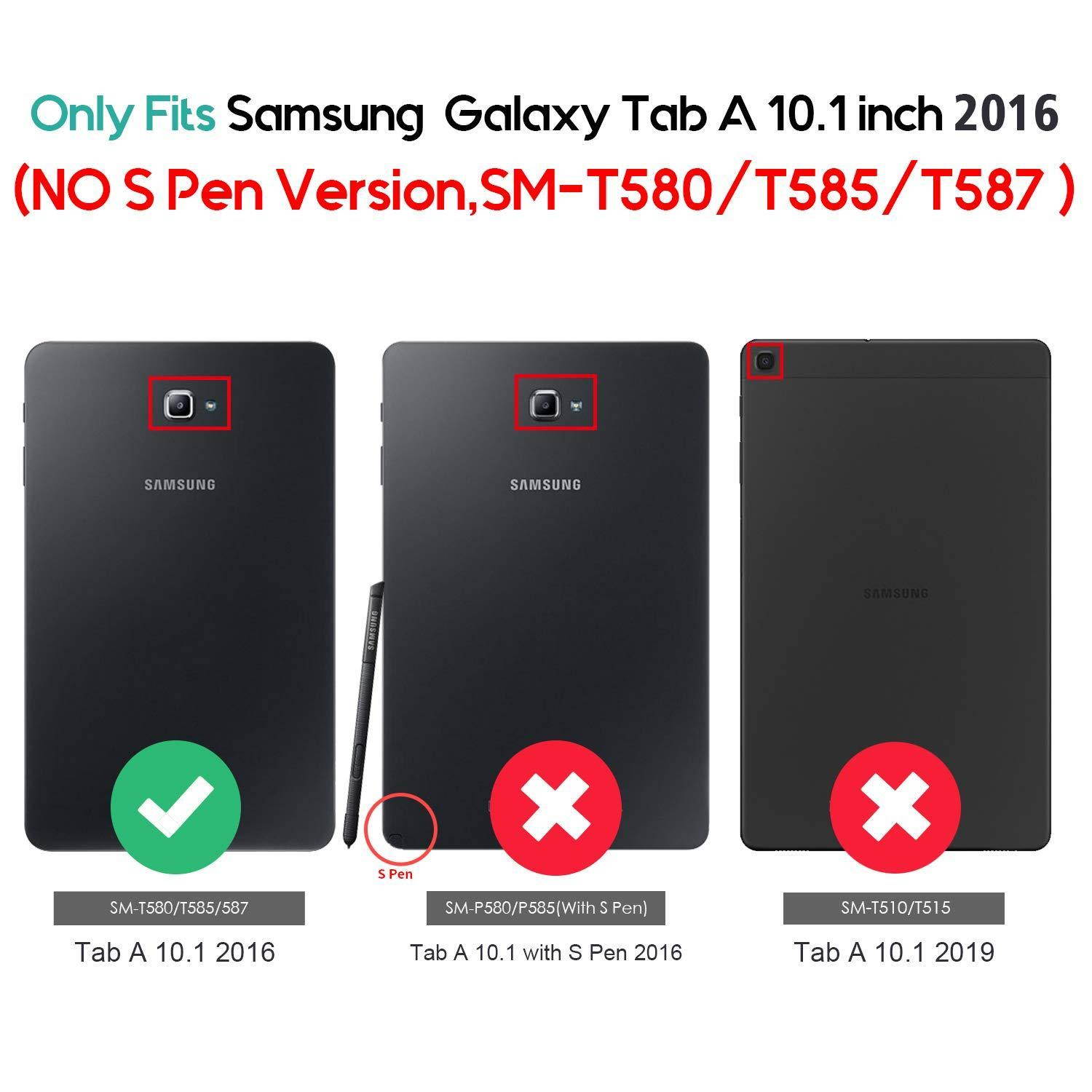 procase samsung galaxy tab a 10.1 case  stand folio case cover for galaxy tab a 10.1" tablet smt580 t585 t587 no s pen version, with multiple viewing angles, document card pocket  black