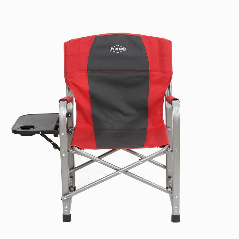 Kamp-Rite Outdoor Camping Tailgating Folding Director's Chair w/ Side Table, Red