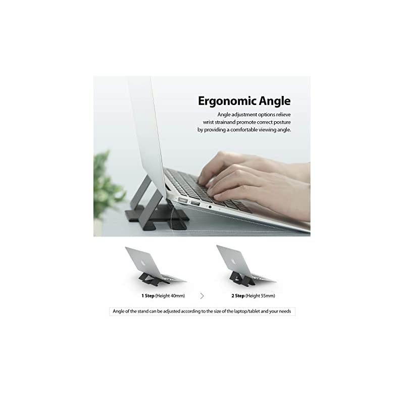 Folding Stand 2, Portable & Foldable Design Lightweight Anti-Slide Open Space Cooling Two Elevation Adjustments Invisible Laptop Stand for MacBooks, Tablets, Laptops and Notebooks - Gray