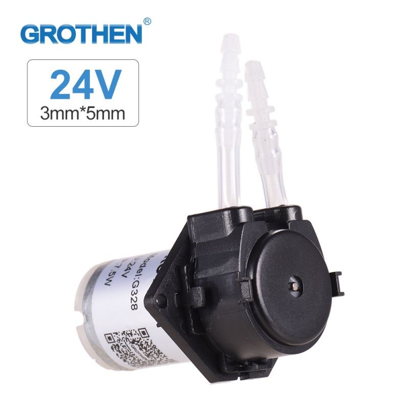 GROTHEN DC 24V Dosing Pump Peristaltic Pump Mini Water Liquid Pump Peristaltic Tube Head Self-Priming Function for Aquarium Lab Chemical Analysis Dosing Additives, Flat Panel Style