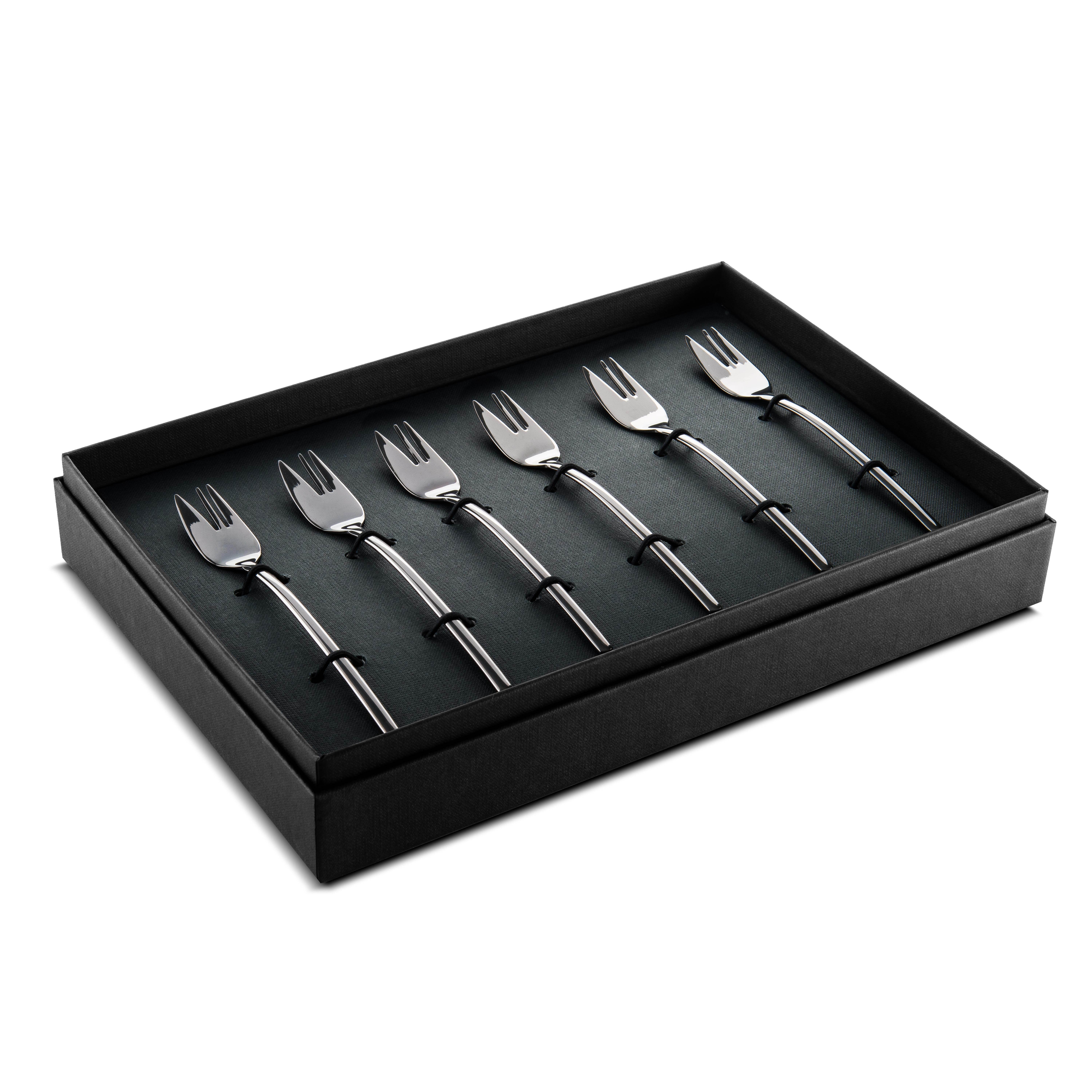 BOX 6 CAKE FORK DUE "ORO NERO"