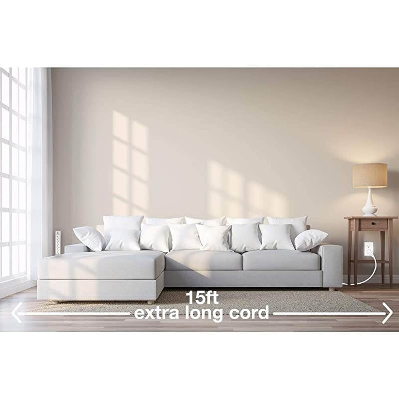 6Outlet Surge Protector Power Strip with 25 Foot Long Extension Cord Black Flat Plug ETL ListedUL Standard
