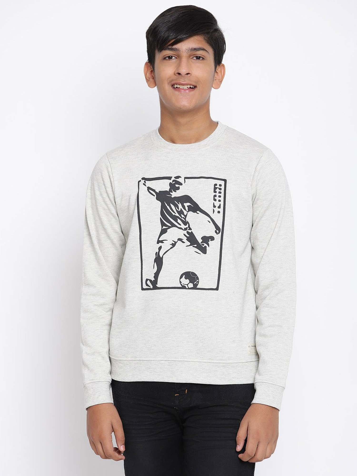 Lil Tomatoes Kids Grey Printed Full Sleeves Sweatshirt