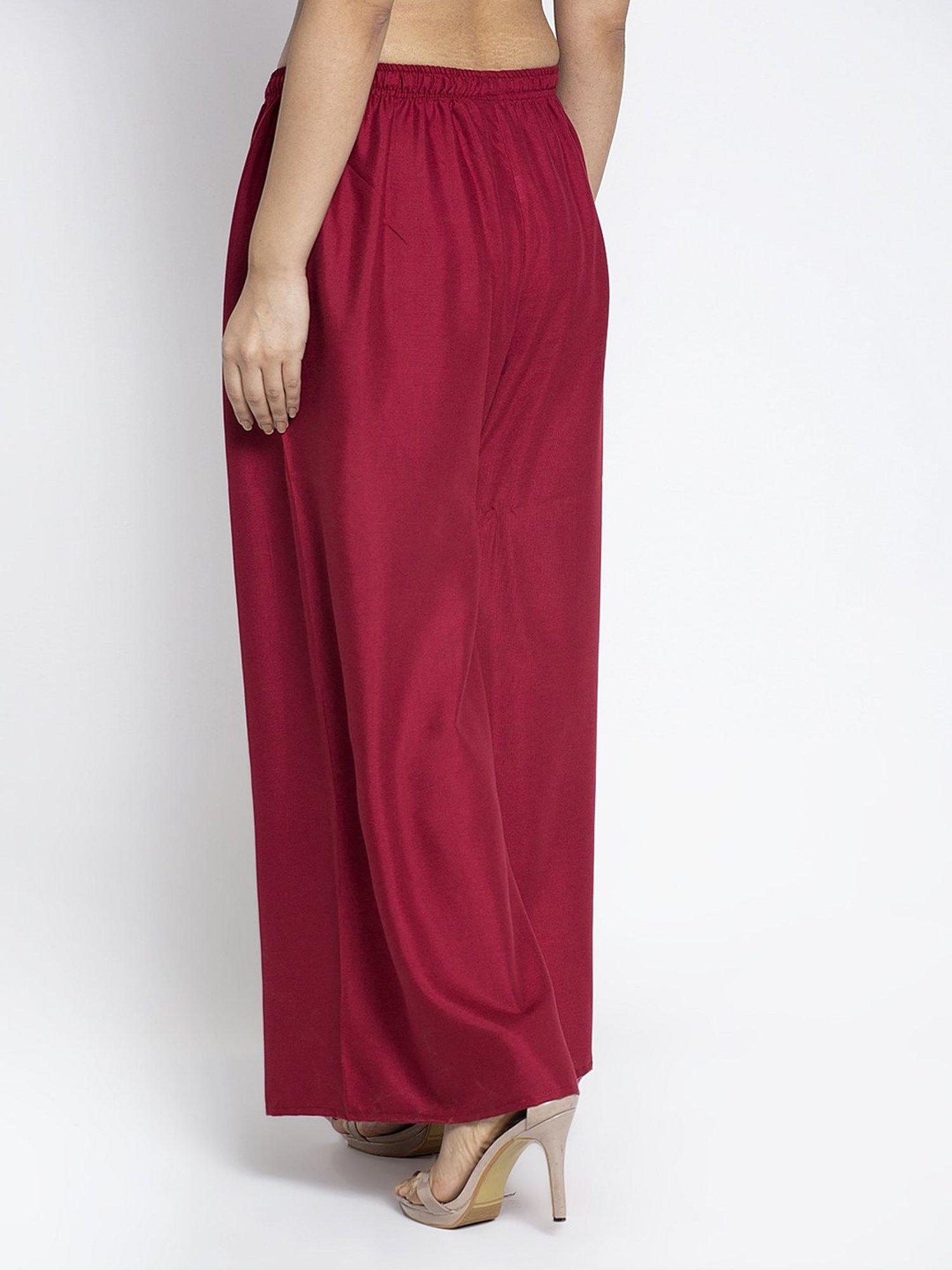 Gracit Maroon Flared Fit Palazzos - Pack Of 2