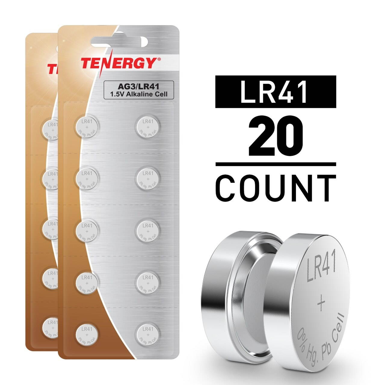 Tenergy 20pcs LR41 / AG3 1.5V Alkaline Button Cells