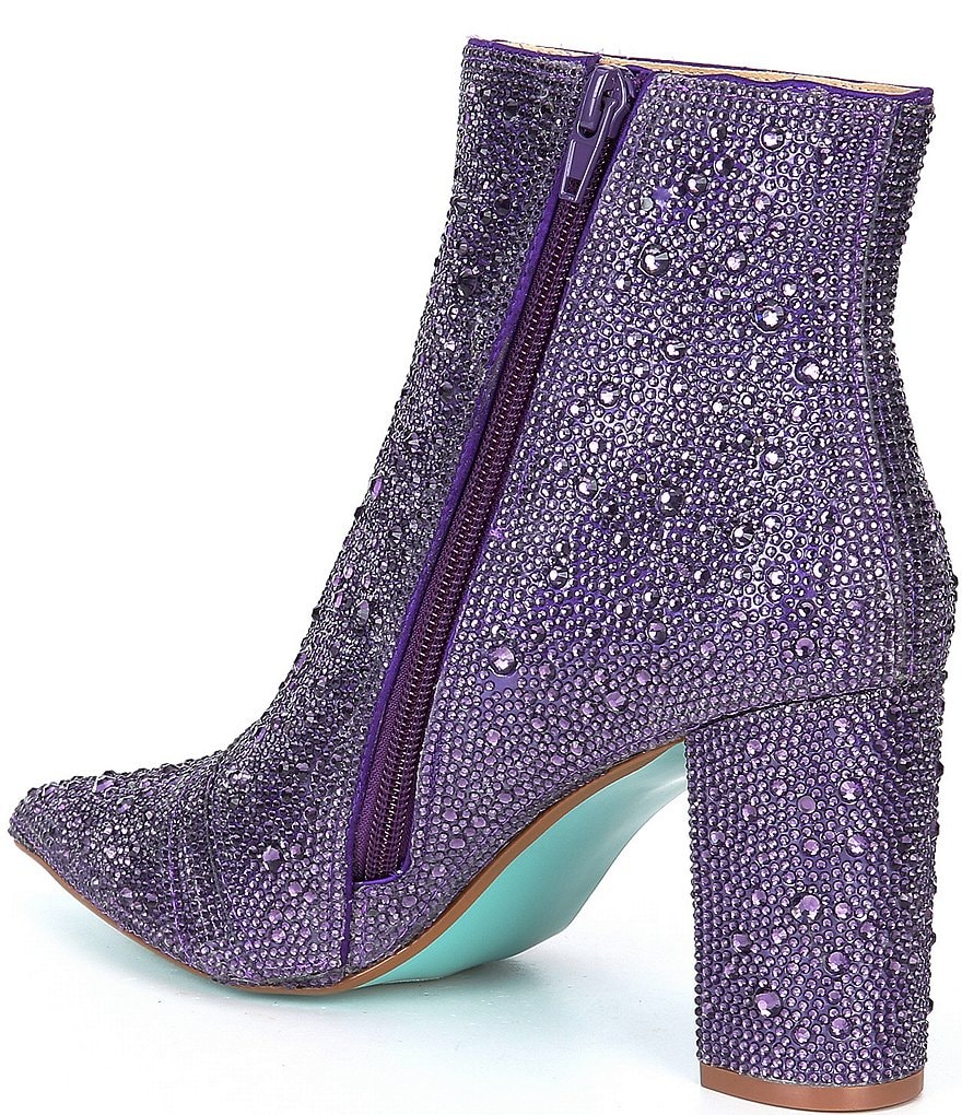 Blue by Betsey Johnson Cady Rhinestone Embellished Block Heel Booties