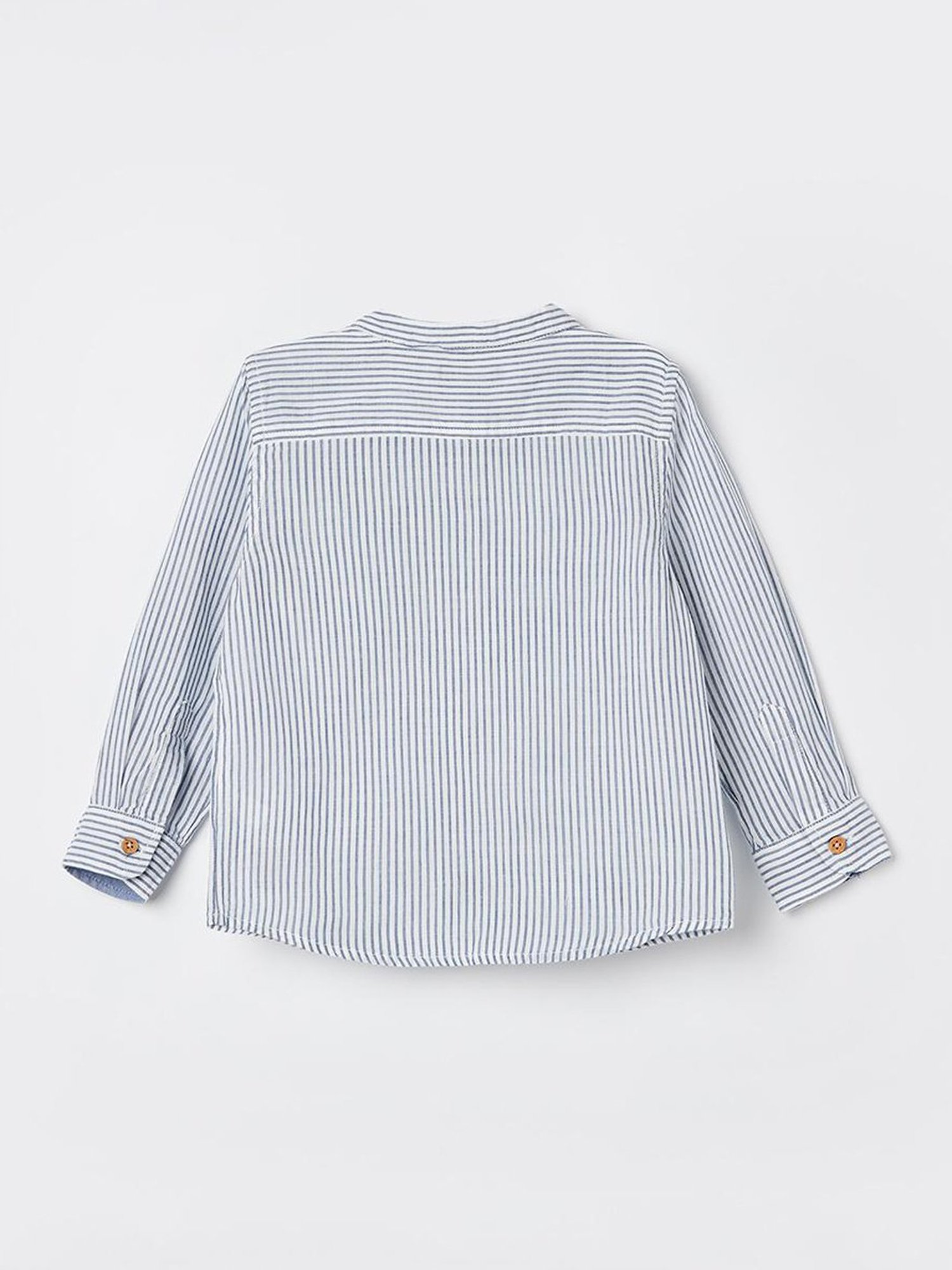 Lifestyle Blue Mandarin Full Sleeve Yarn Dyed Cotton Shirt