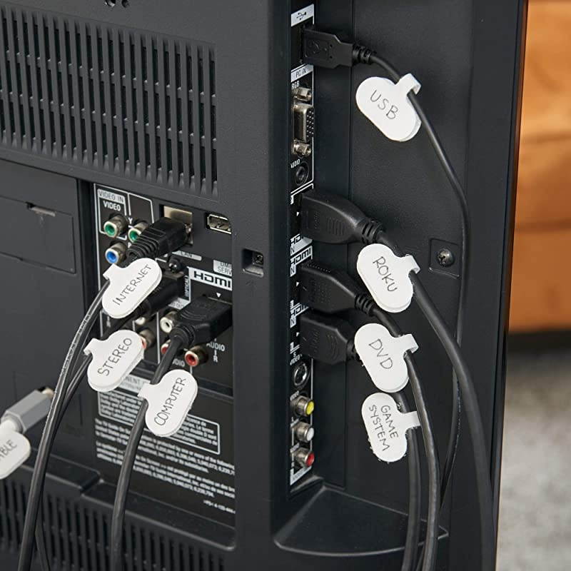 Labels by WrapIt Storage Oval White 36 Pack Write On Cord Labels Wire Labels Tags and Wire Tags for Management and Identification for Electronics Computers and More