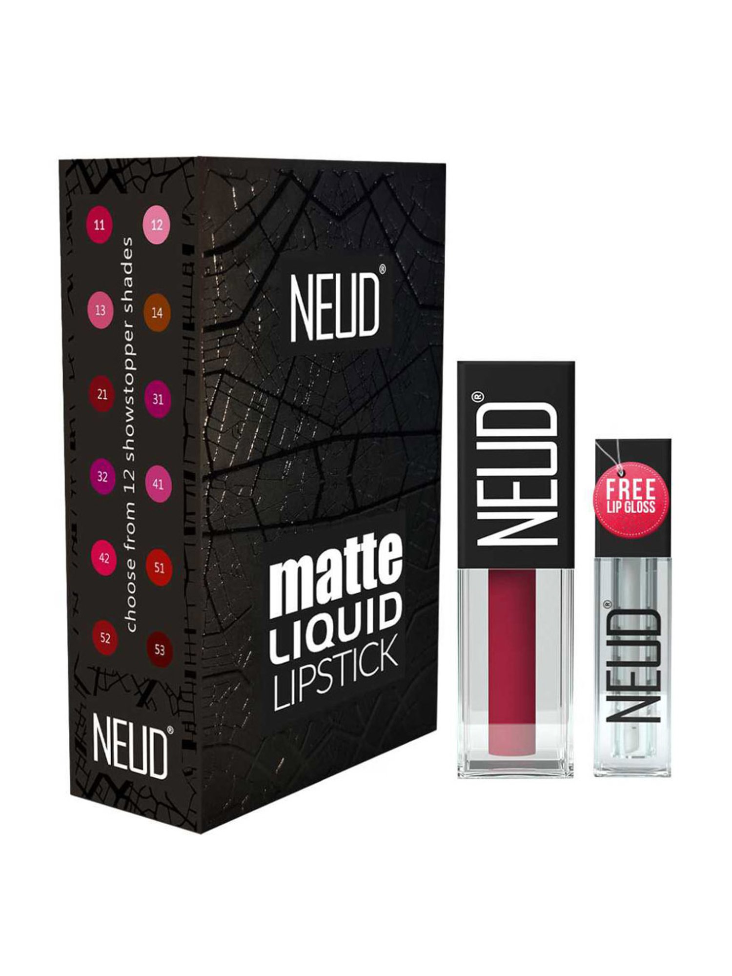 Neud Matte Liquid Lipstick Combo Peachy Pink & Quirky Tease with Two Lip Gloss Free