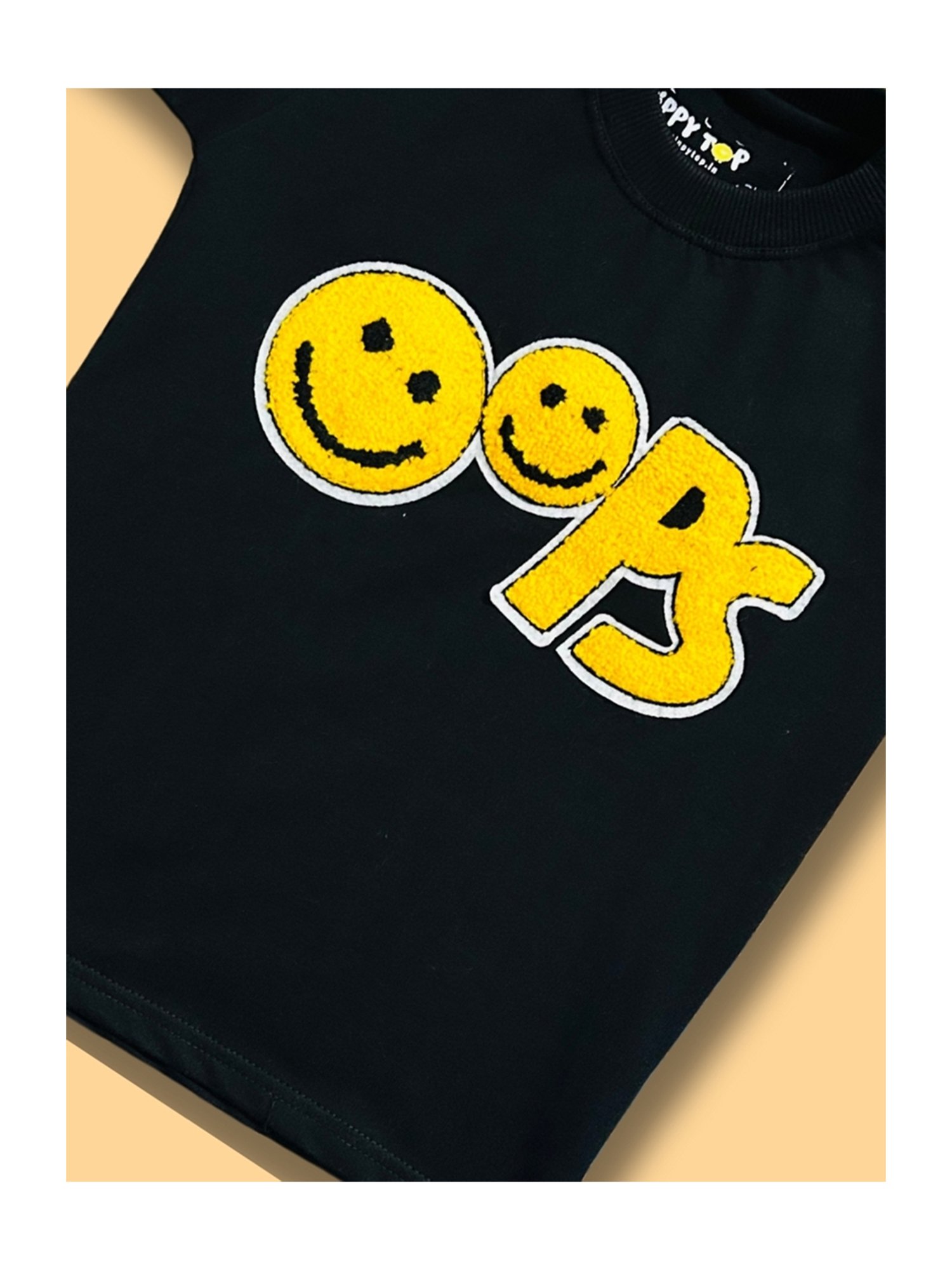 Tippy Top Kids Black Self Design T-Shirt