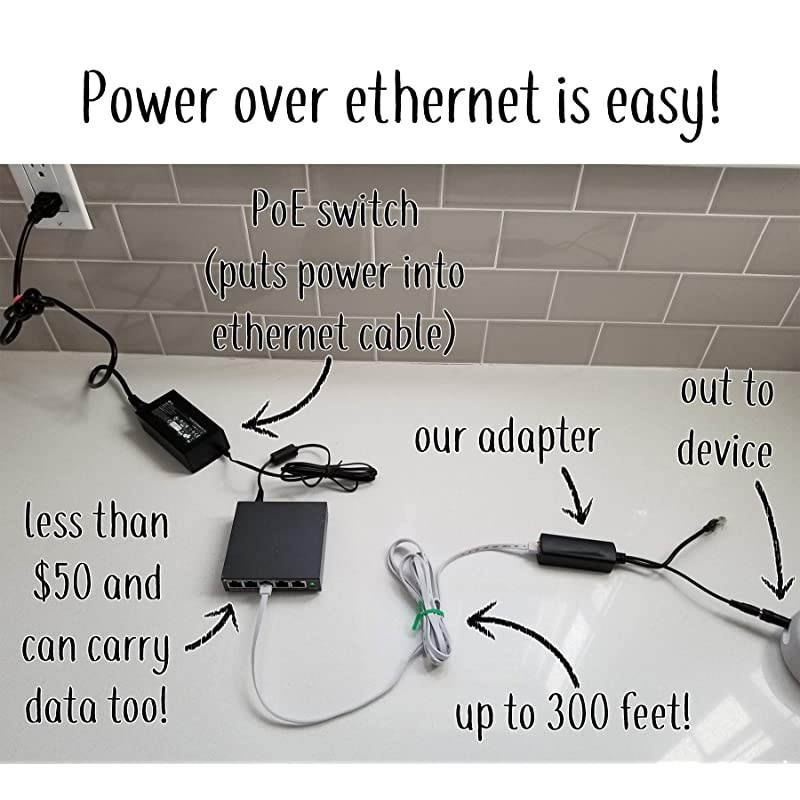 Genie PoE Power Over Ethernet Splitter Adapter 15W Output for Voice Assistants 5Pack