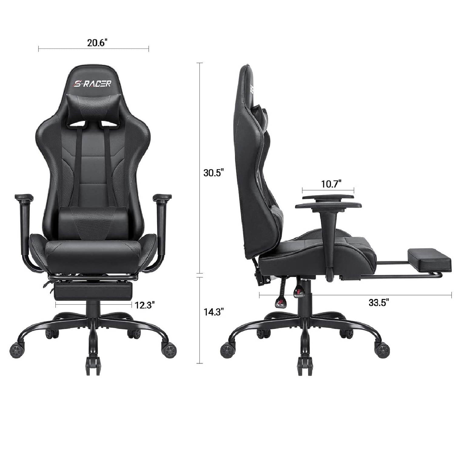 Homall Gaming Chair Computer Office Chair Ergonomic Desk Chair with Footrest Racing Executive Swivel Chair Adjustable Rolling Task Chair (Green)